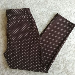 Chaps Polka Dot Pants 6 Brown White